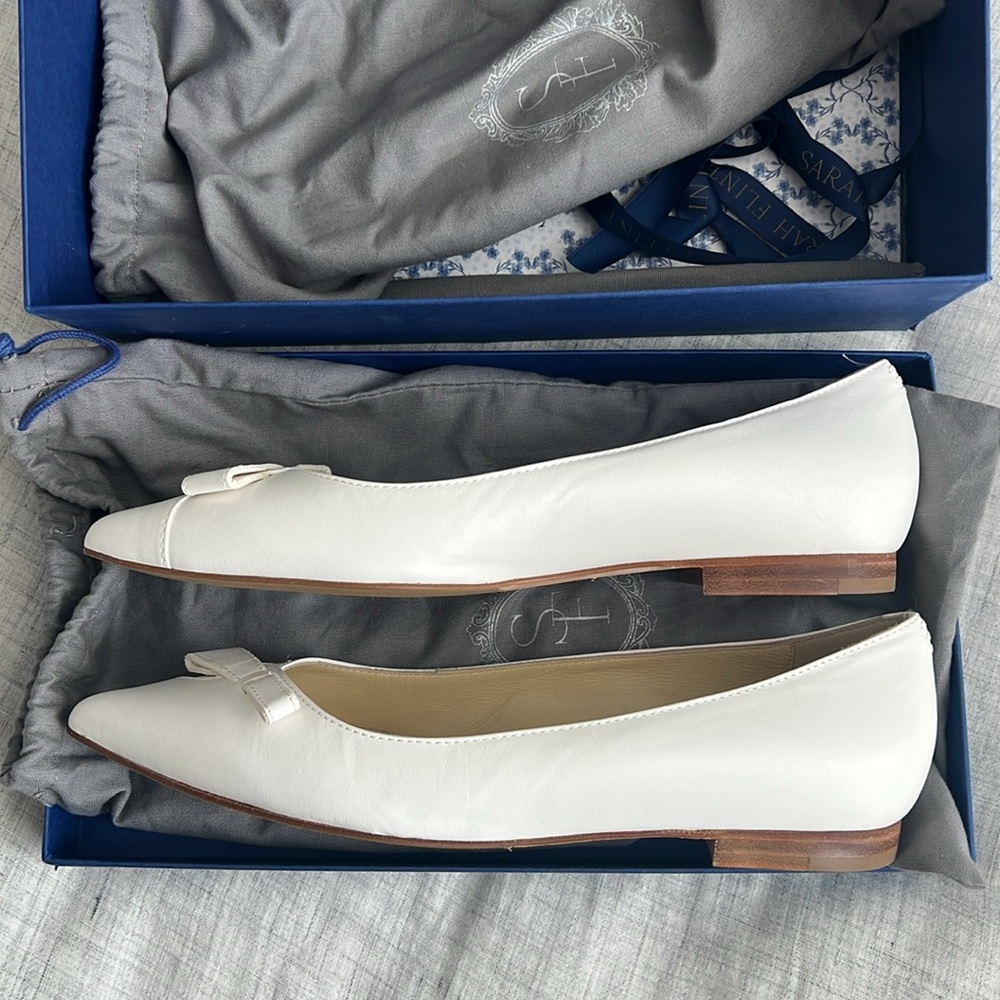 NWT Sarah Flint Natalie Flat, White Calf, 39 / 8.5 - Picture 6 of 8